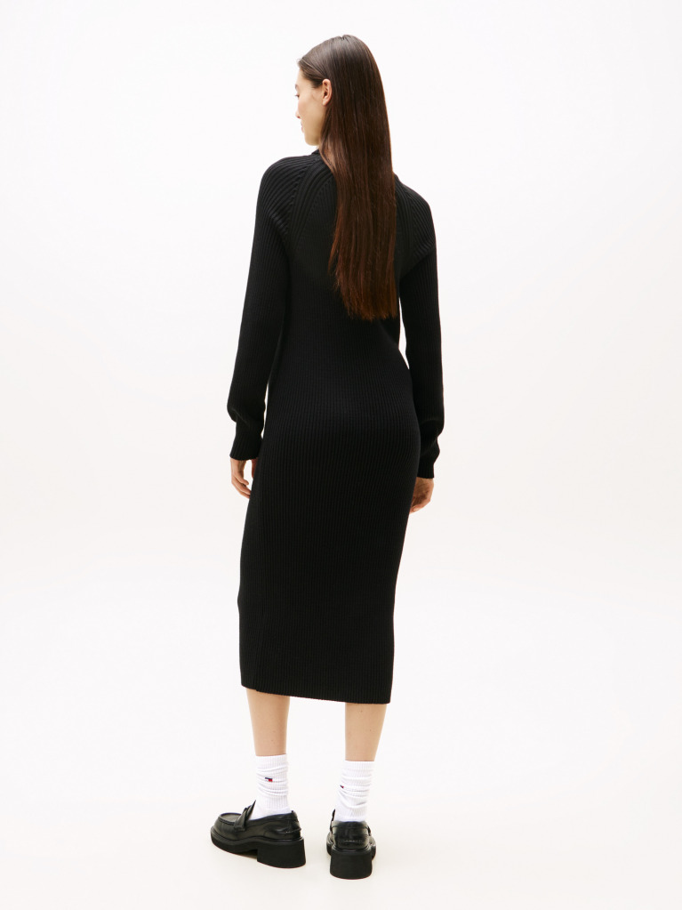 Negru Rochie Pulover Maxi Relaxata Cu Emblema Tommy Badge  Femei