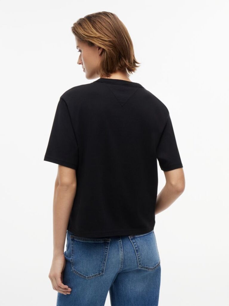 Negru Tricou Boxy  Femei