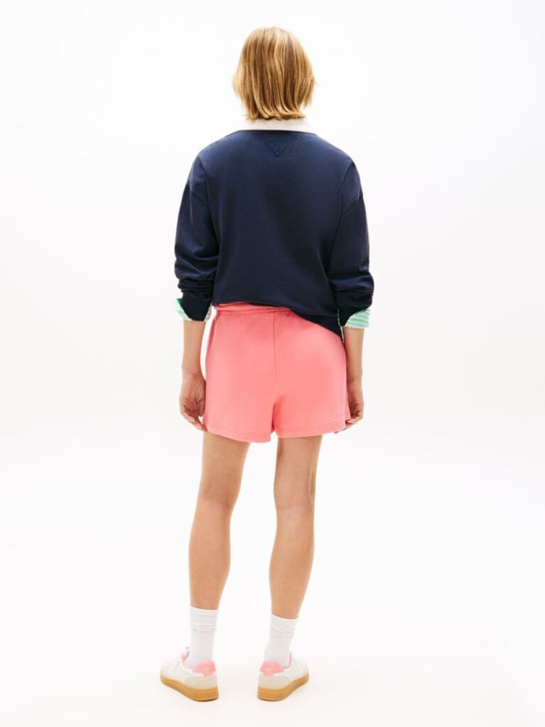 Roz Pantaloni Scurti Relaxati Din Bumbac Suede Cu Logo  Femei