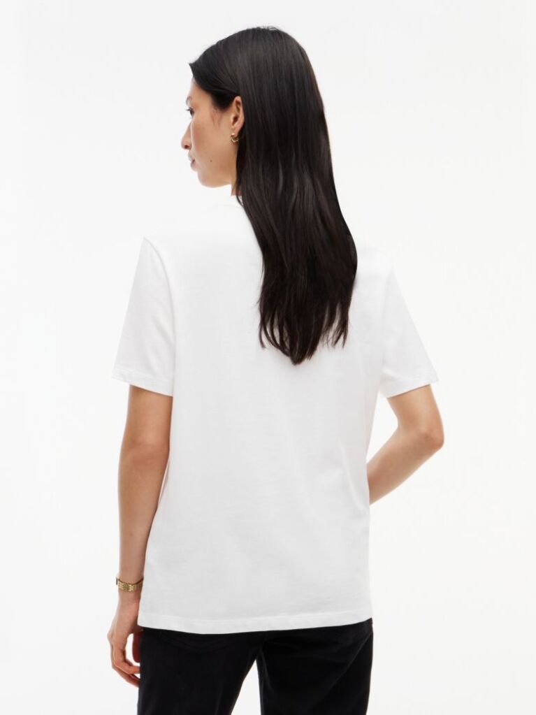 White Rhinestone Logo Jersey Relaxed T-Shirt  Women