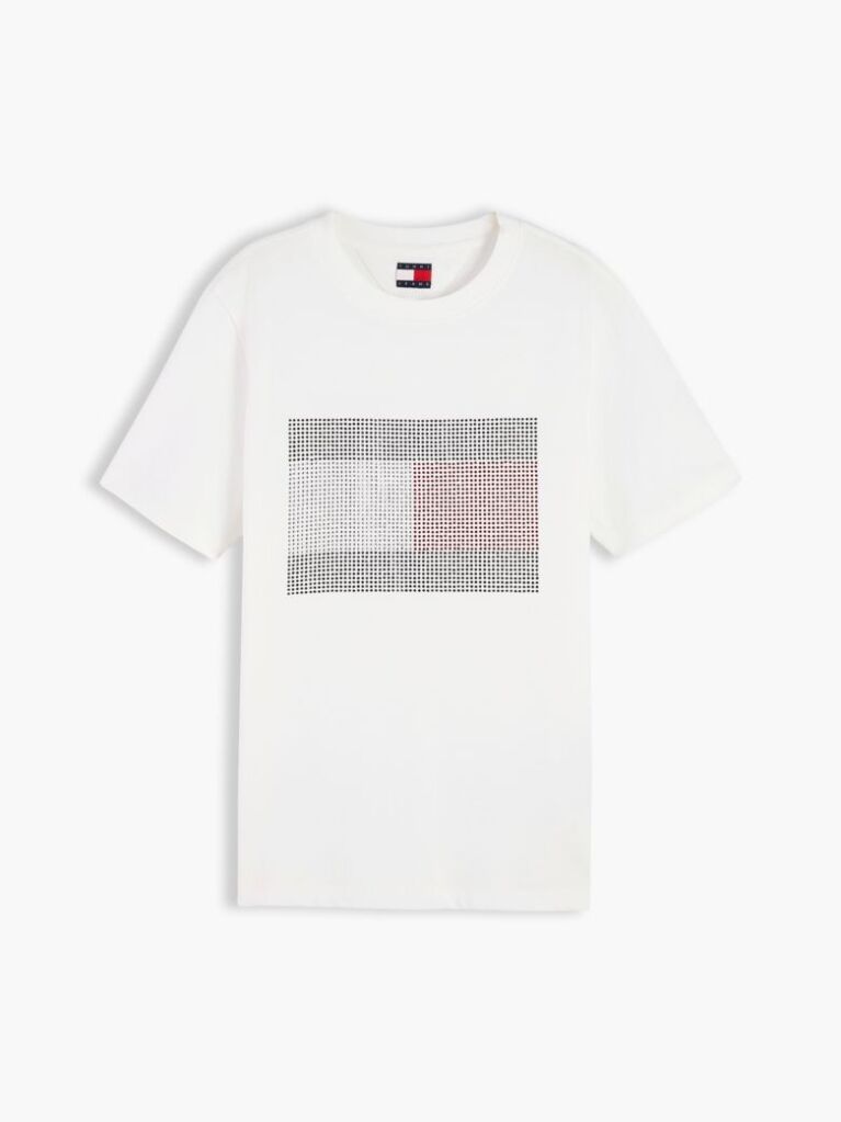 White Rhinestone Logo Jersey Relaxed T-Shirt  Women