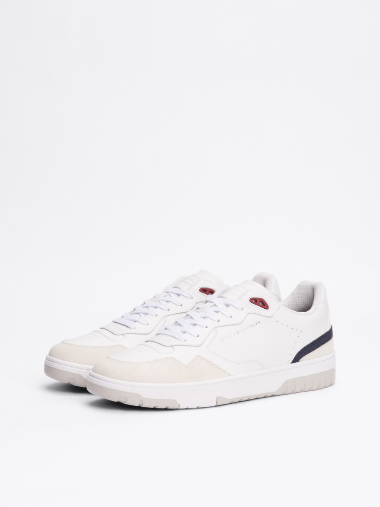 Alb Pantofi Sport De Baschet Din Piele Cu Textura Mixta  Barbati