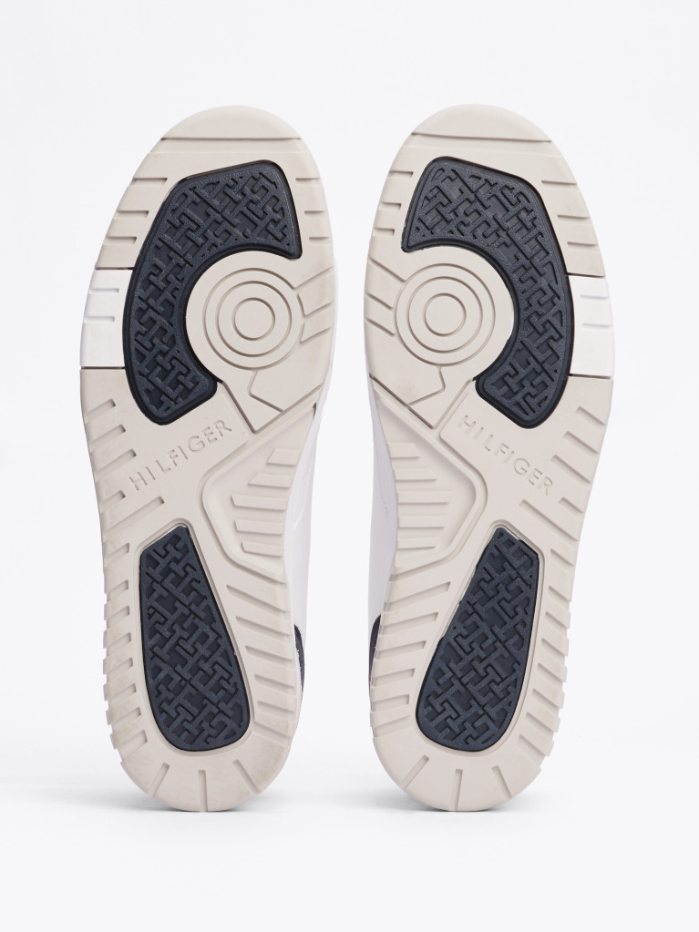 Alb Pantofi Sport De Baschet Din Piele Cu Textura Mixta  Barbati