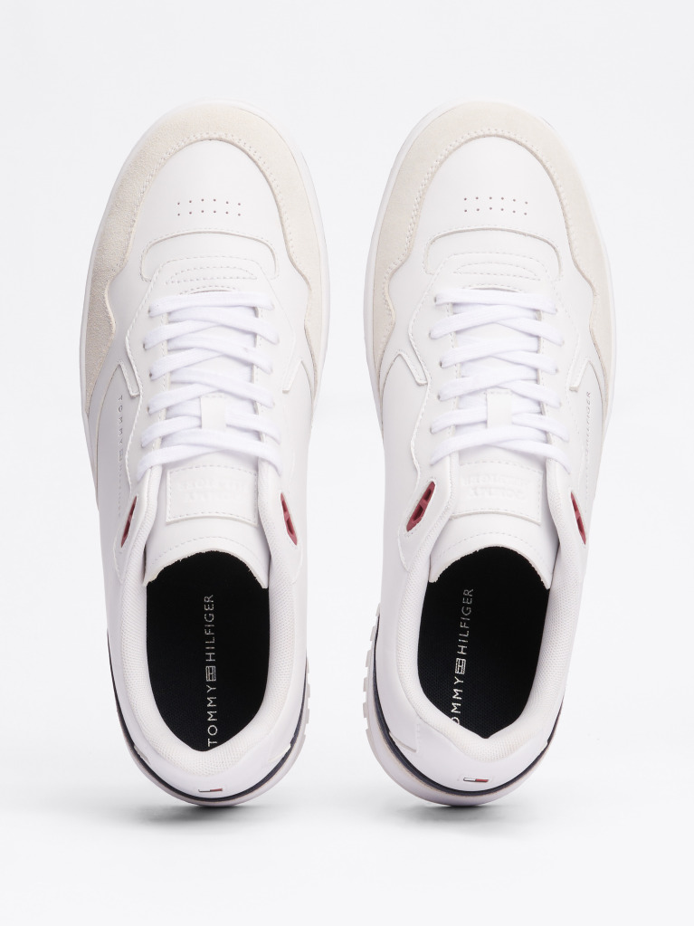 Alb Pantofi Sport De Baschet Din Piele Cu Textura Mixta  Barbati