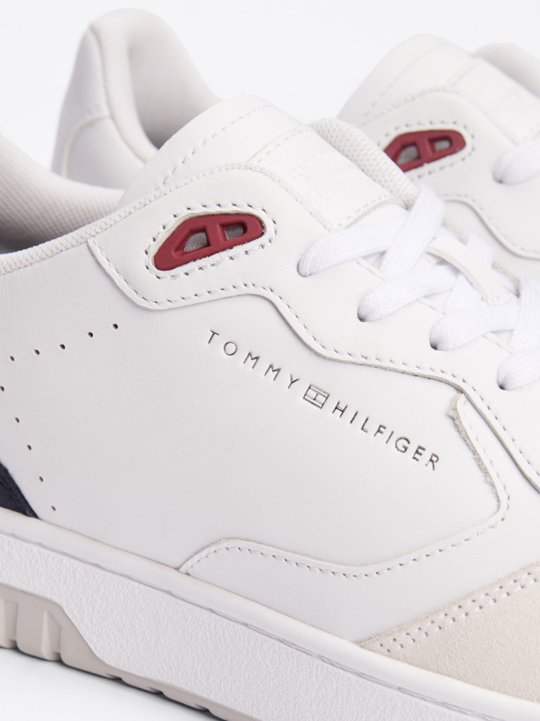 Alb Pantofi Sport De Baschet Din Piele Cu Textura Mixta  Barbati