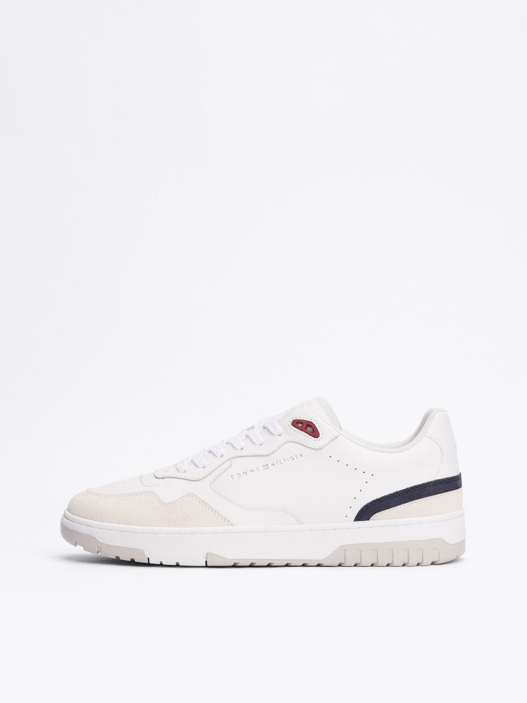 Alb Pantofi Sport De Baschet Din Piele Cu Textura Mixta  Barbati