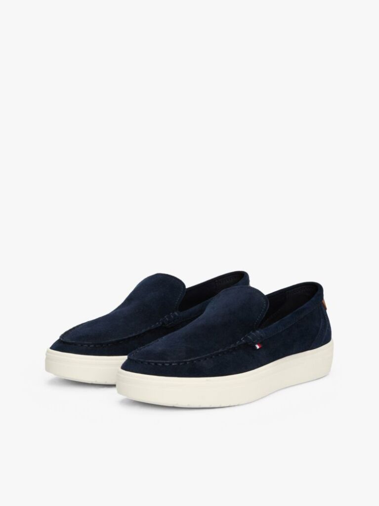 Blue Mocasini Slip-On Din Piele Intoarsa Cu Semnatura Brandului  Barbati