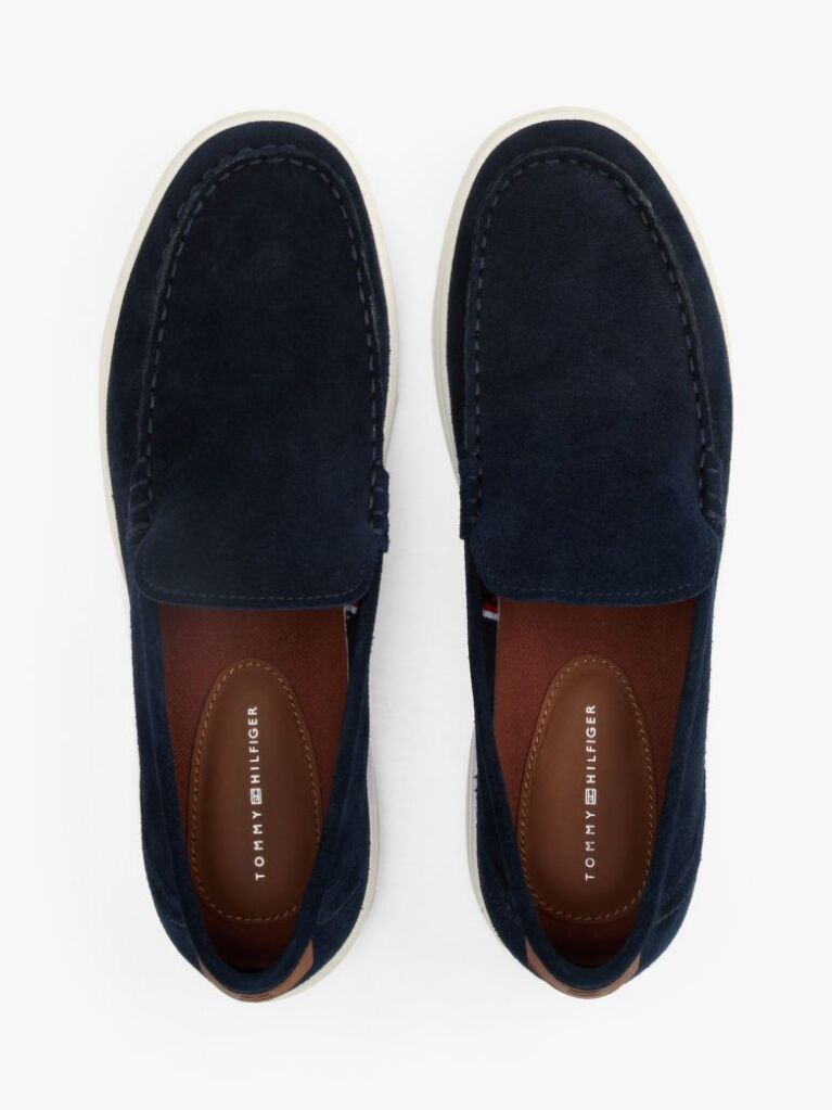 Blue Mocasini Slip-On Din Piele Intoarsa Cu Semnatura Brandului  Barbati