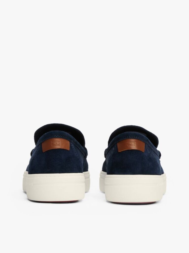 Blue Mocasini Slip-On Din Piele Intoarsa Cu Semnatura Brandului  Barbati