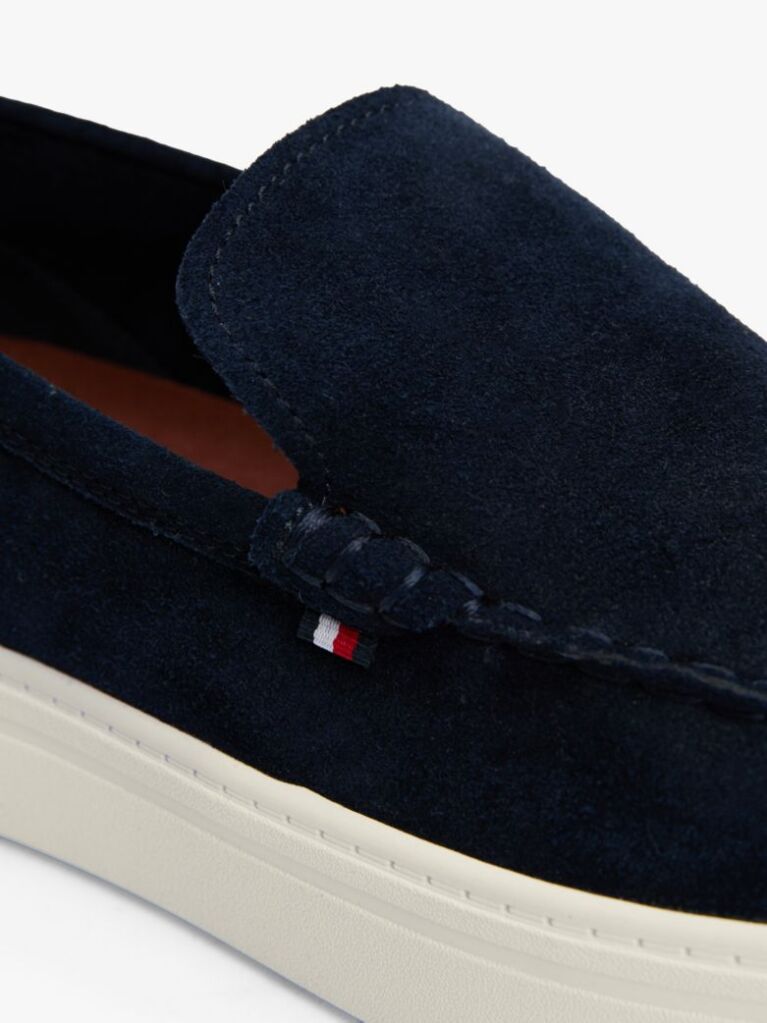 Blue Mocasini Slip-On Din Piele Intoarsa Cu Semnatura Brandului  Barbati