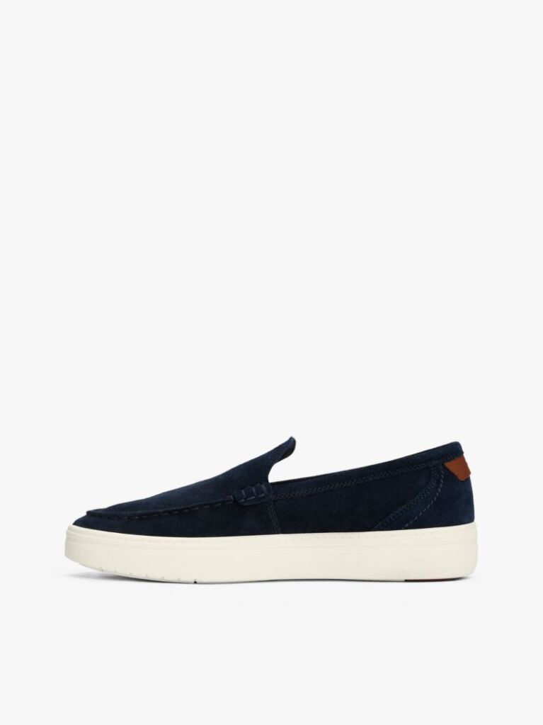 Blue Mocasini Slip-On Din Piele Intoarsa Cu Semnatura Brandului  Barbati