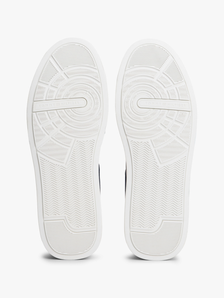 Blue Sneakers Din Piele Cu Texturi Mixte Stil Court  Barbati