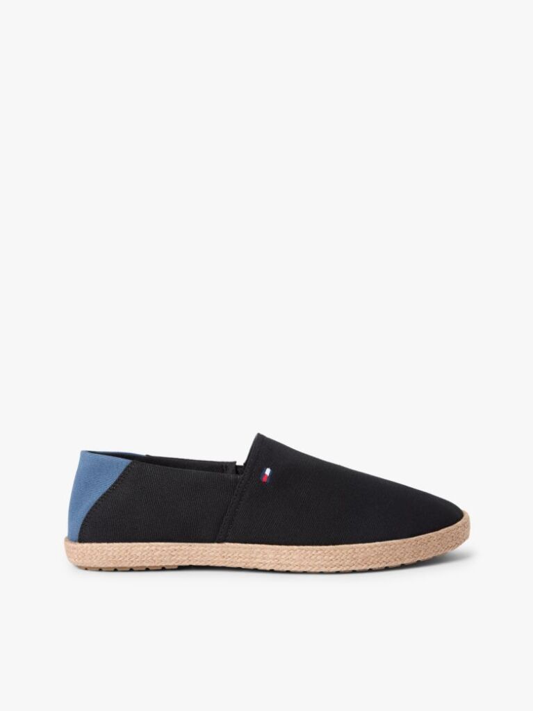 Negru Espadrile Din Panza Brodate Cu Steaguri  Barbati