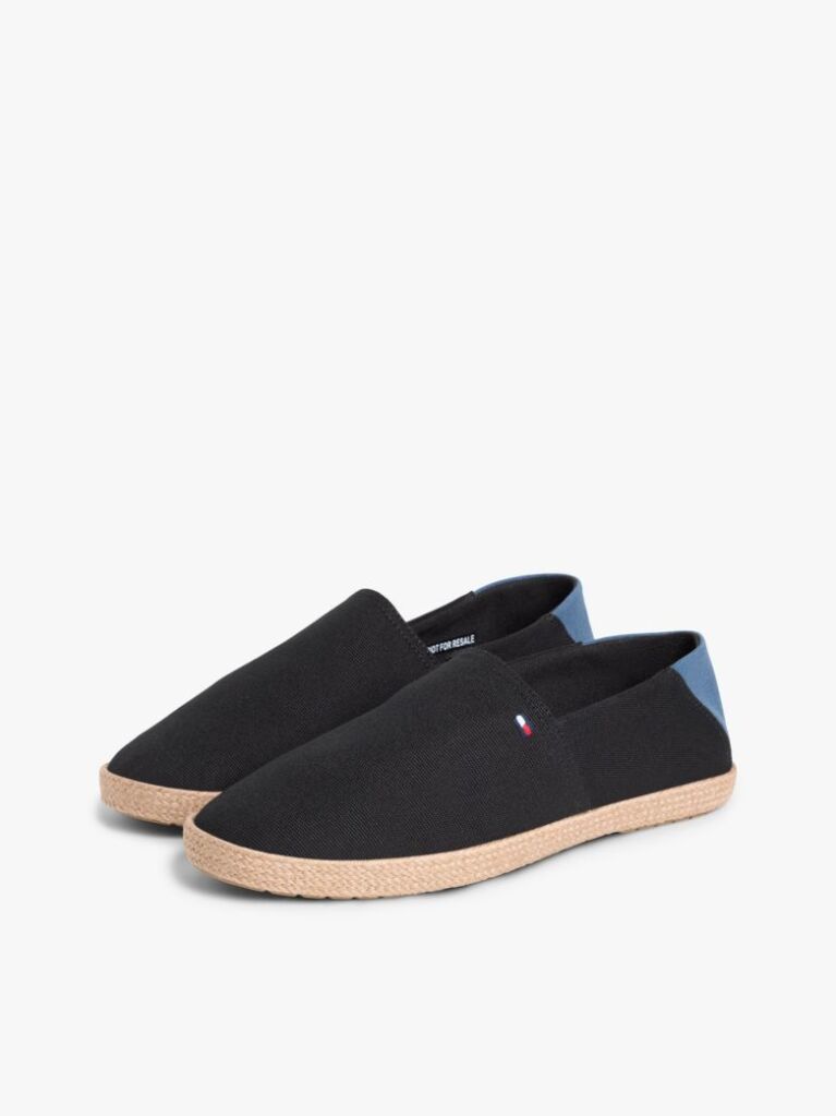 Negru Espadrile Din Panza Brodate Cu Steaguri  Barbati