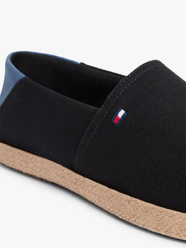 Negru Espadrile Din Panza Brodate Cu Steaguri  Barbati