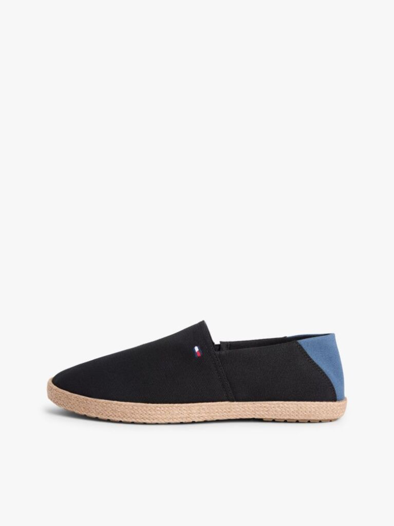 Negru Espadrile Din Panza Brodate Cu Steaguri  Barbati