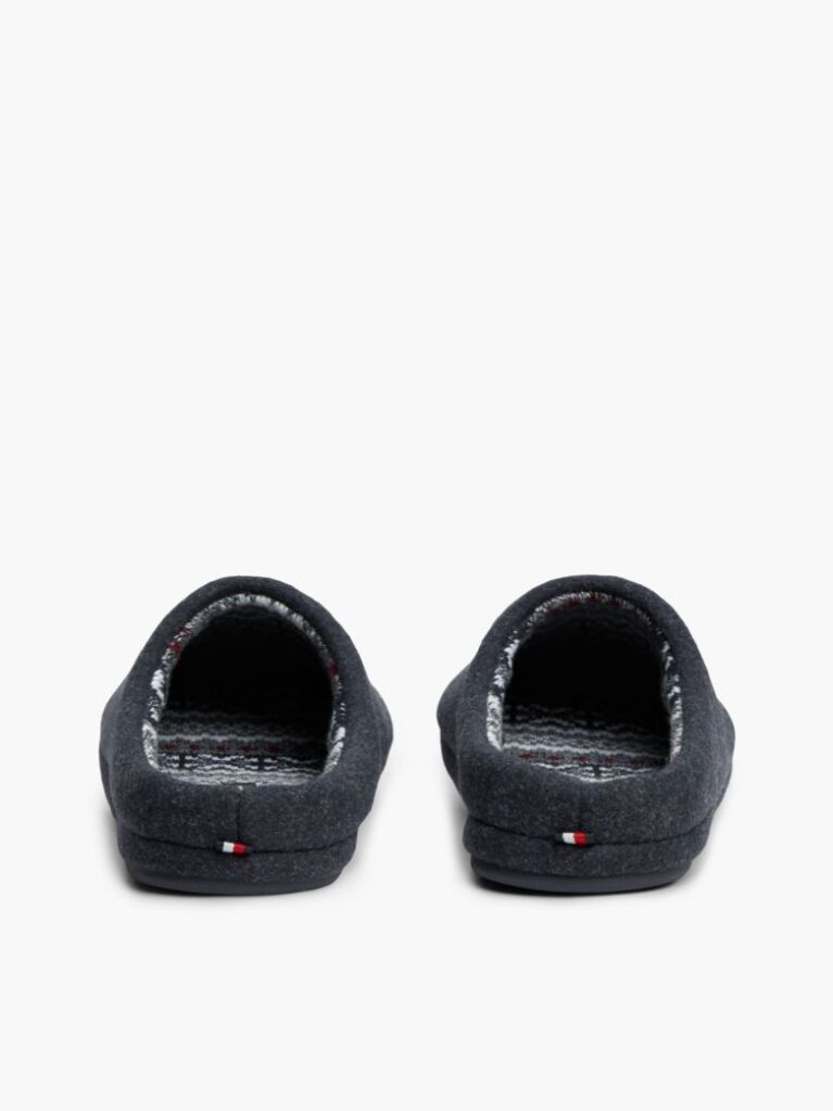 Blue Logo Embroidery Felt Slippers  Men