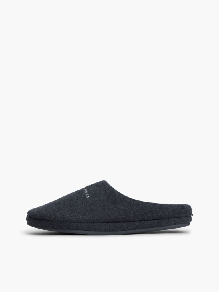 Blue Logo Embroidery Felt Slippers  Men