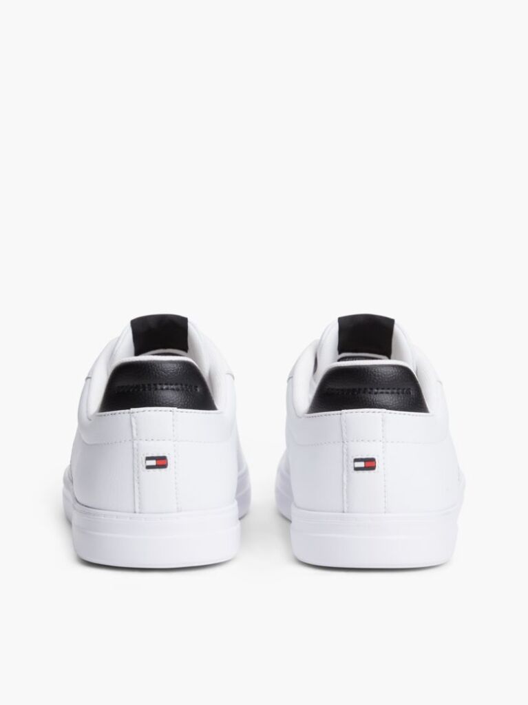 White Lightweight Cupsole Trainers With Leather  Men