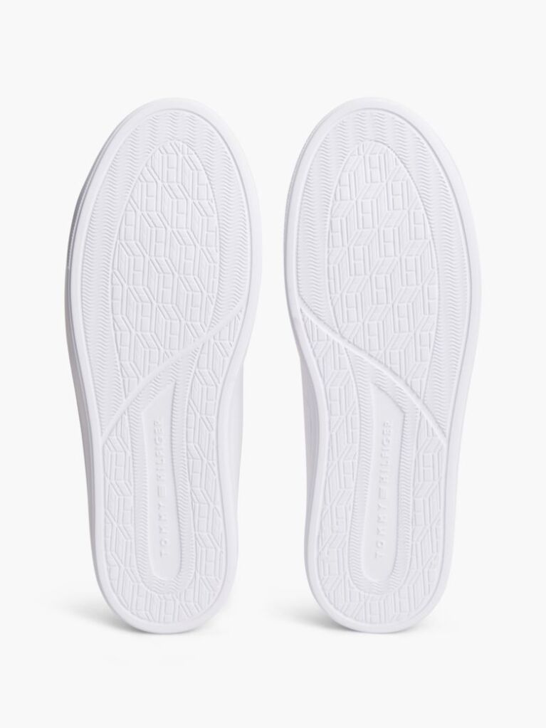 White Lightweight Cupsole Trainers With Leather  Men