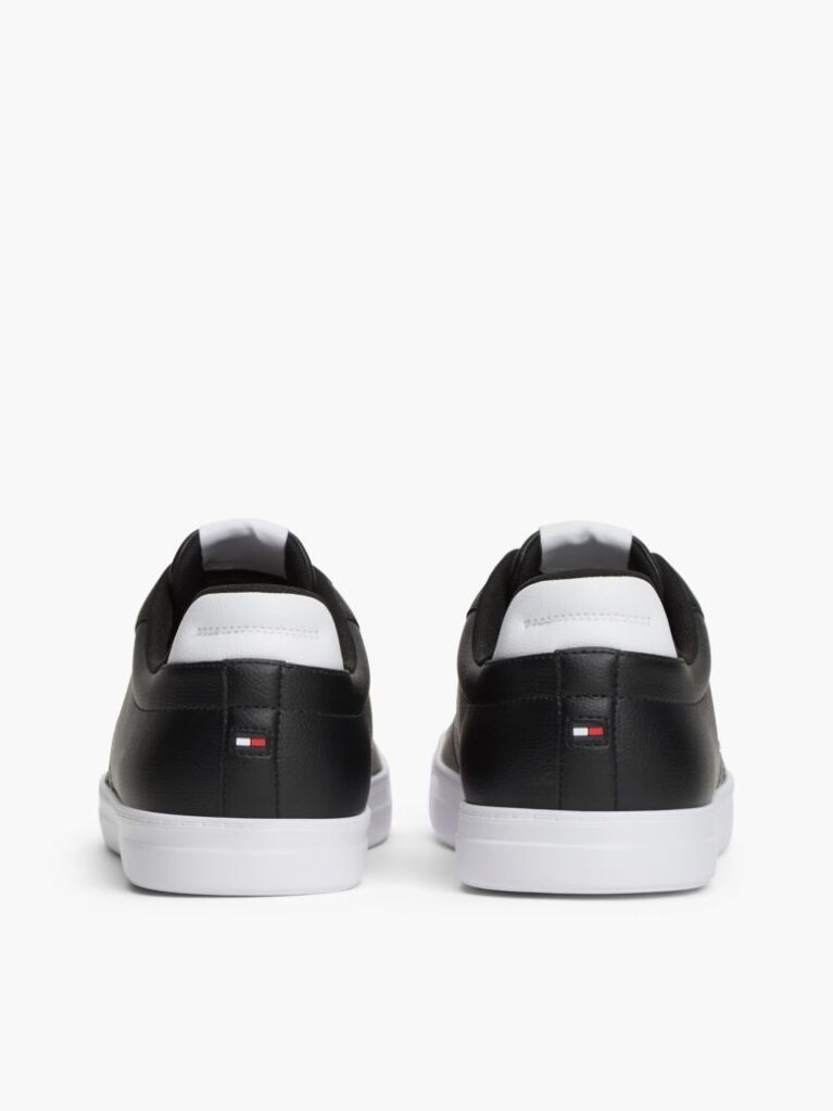 Black Lightweight Cupsole Trainers With Leather  Men