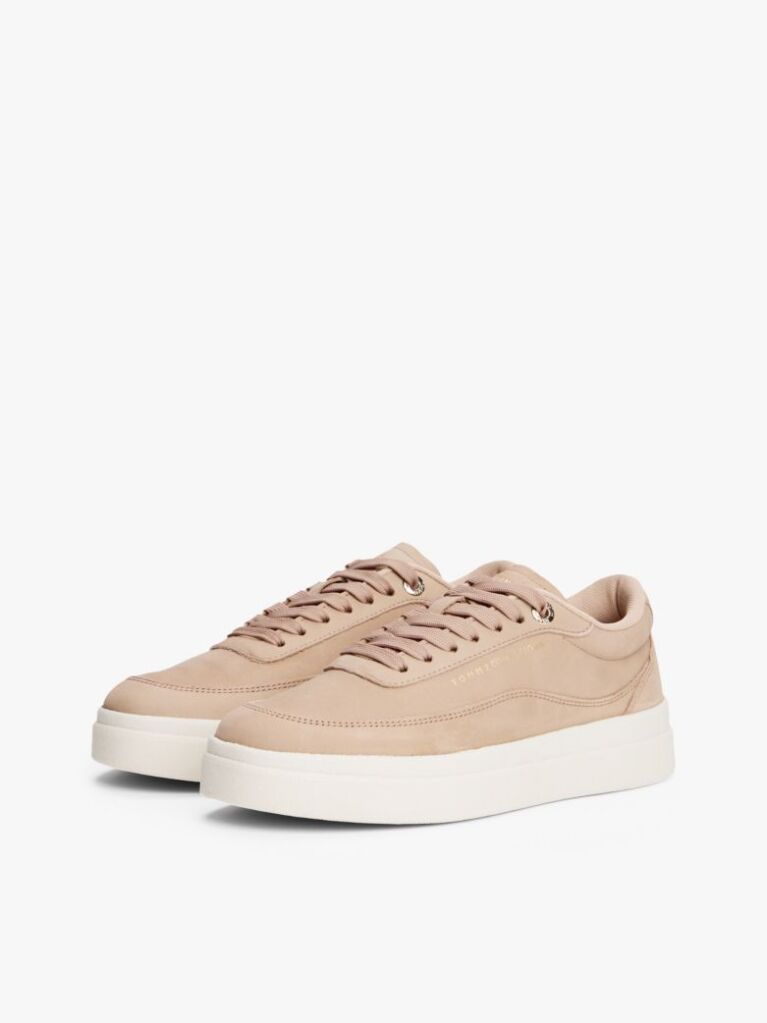 Bej Pantofi Sport De Teren Din Piele Cu Logo Metalic  Femei