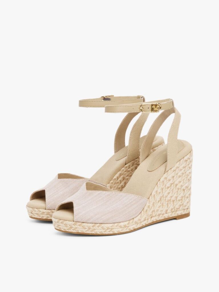 Bej Andale Espadrile Cu Toc Wedge Din Chambray  Femei
