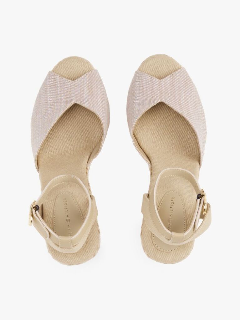 Bej Andale Espadrile Cu Toc Wedge Din Chambray  Femei