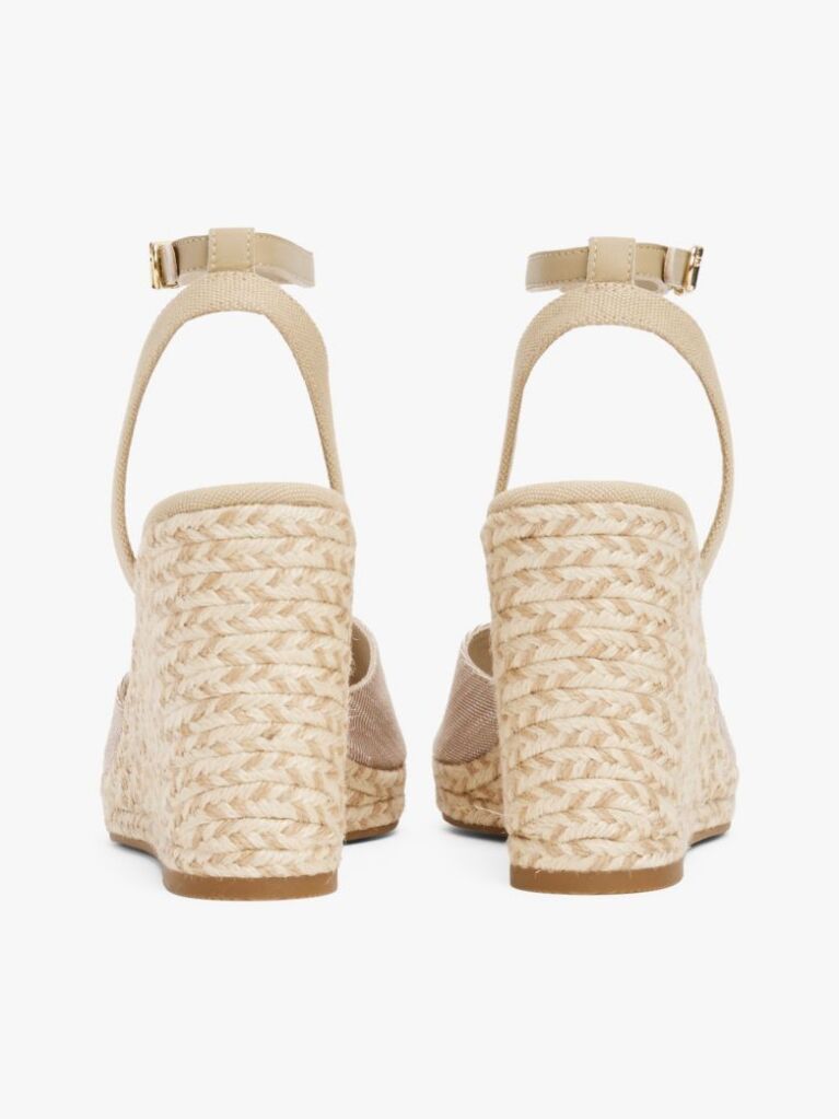 Bej Andale Espadrile Cu Toc Wedge Din Chambray  Femei