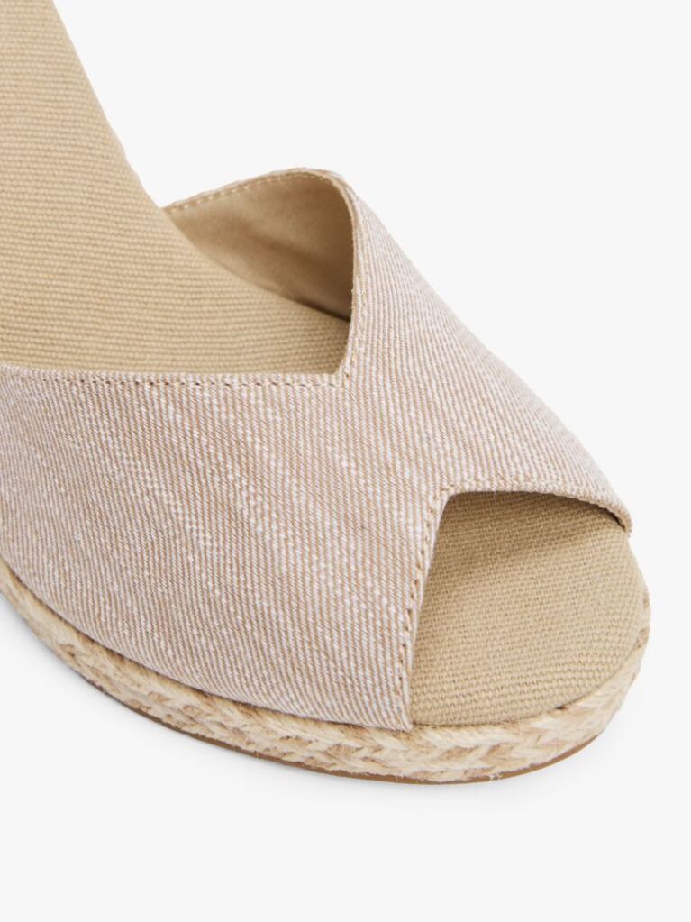 Bej Andale Espadrile Cu Toc Wedge Din Chambray  Femei