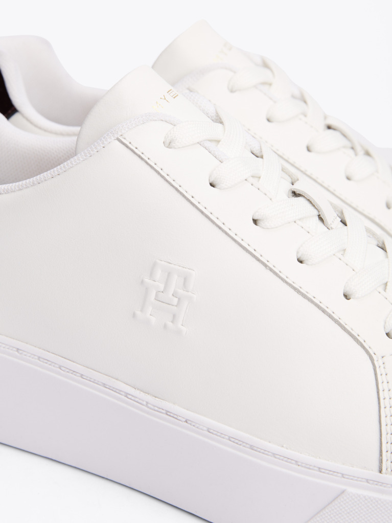 Alb Pantofi Sport Flatform Din Piele  Femei