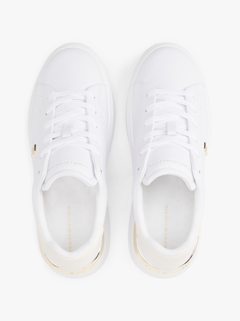 Alb Court Trainers Din Piele Cu Monograma TH  Femei