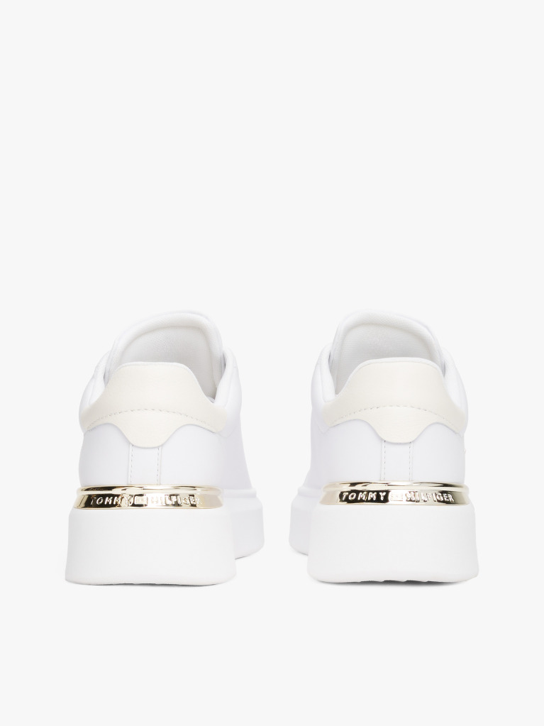 Alb Court Trainers Din Piele Cu Monograma TH  Femei