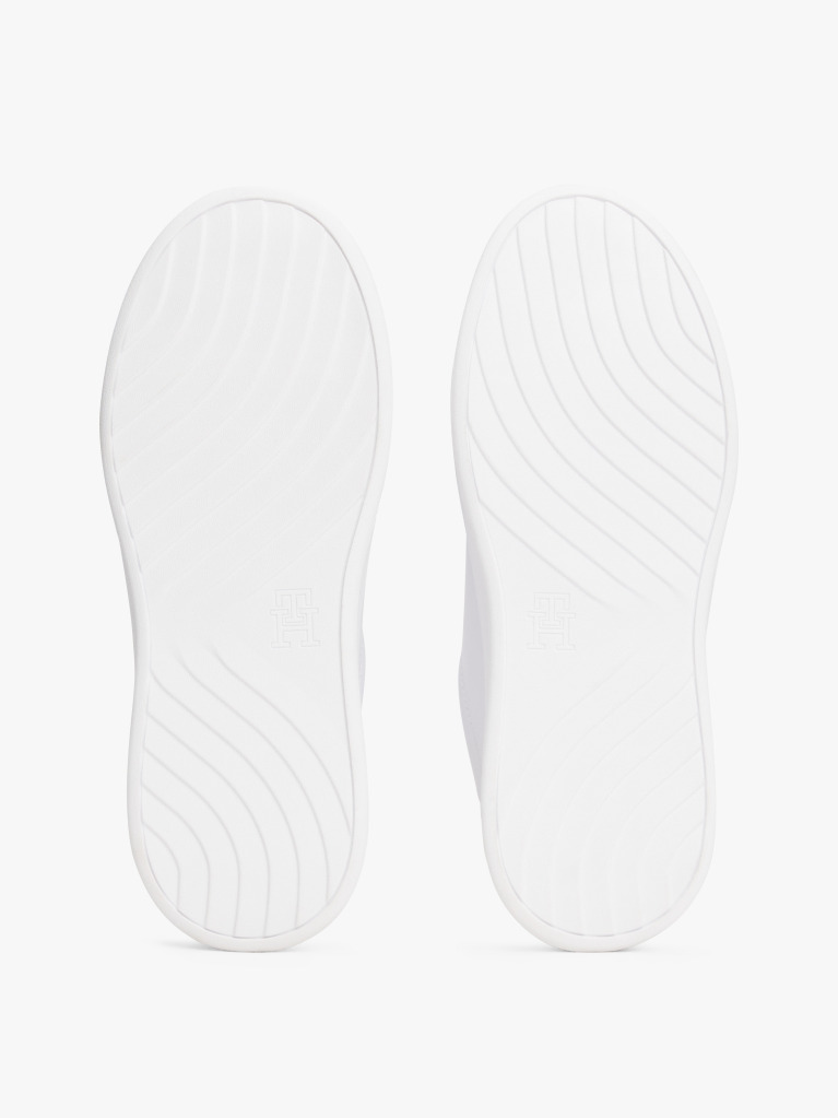Alb Court Trainers Din Piele Cu Monograma TH  Femei