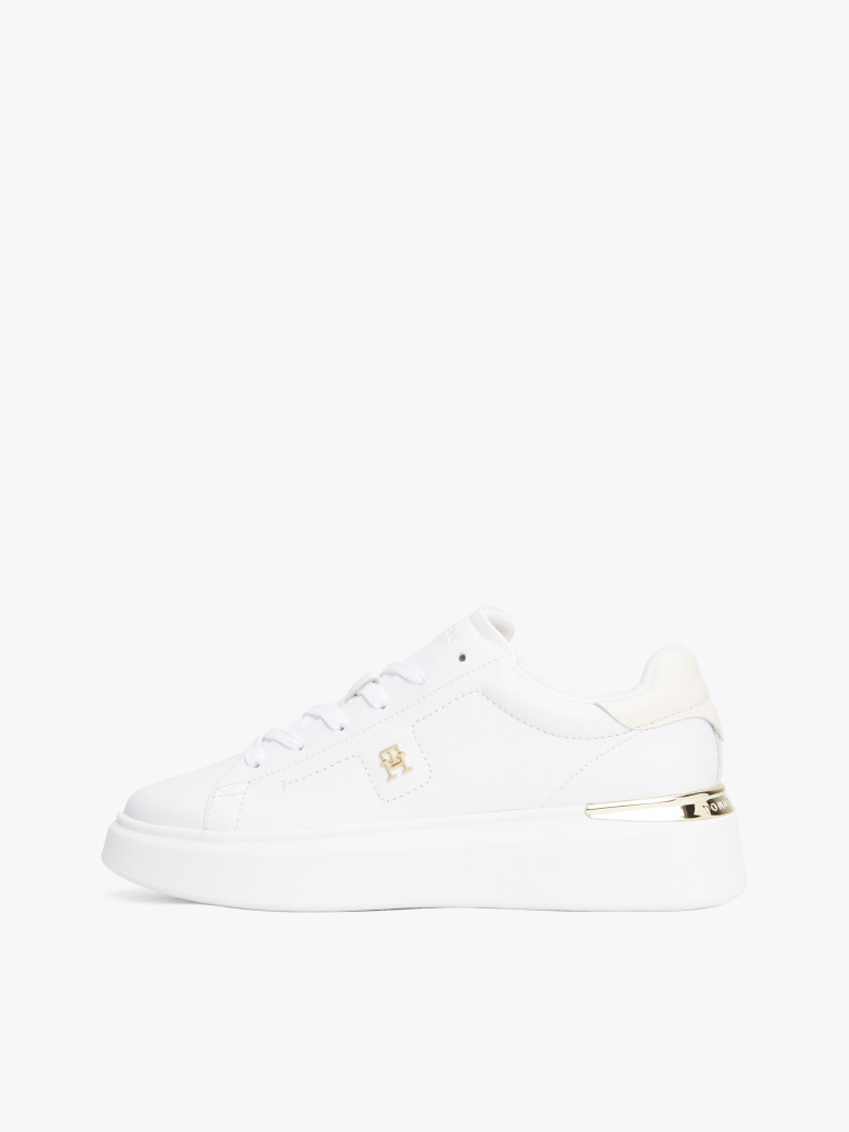Alb Court Trainers Din Piele Cu Monograma TH  Femei