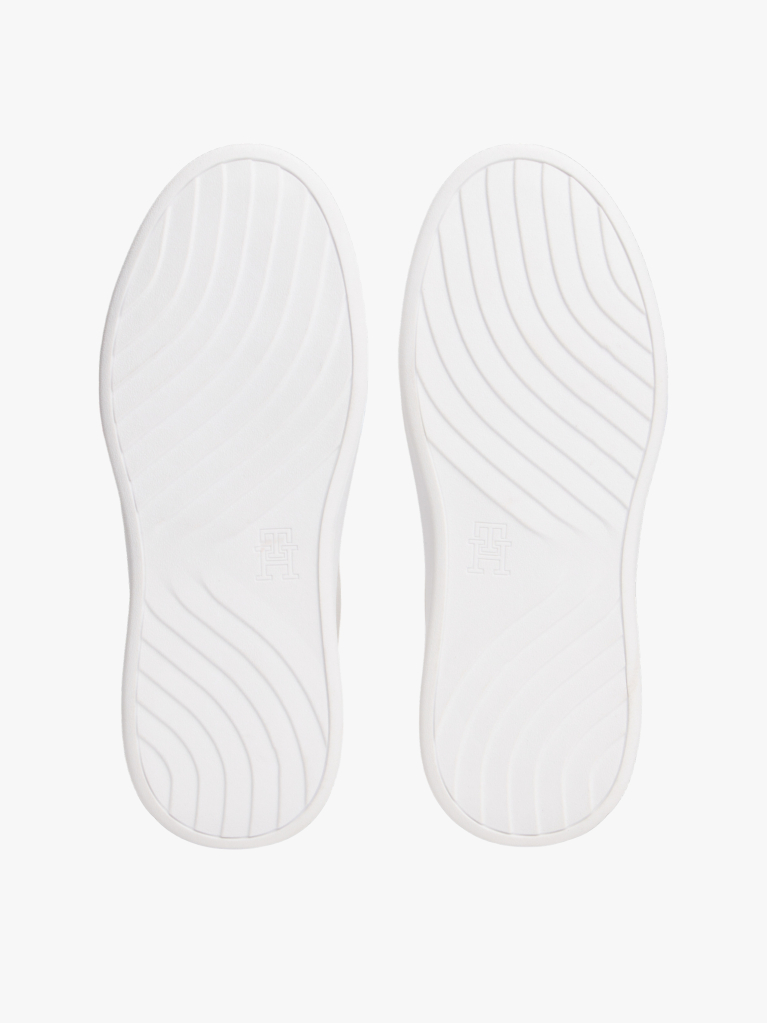 Alb Court Trainers Din Texturi Mixte Cu Monograma TH  Femei