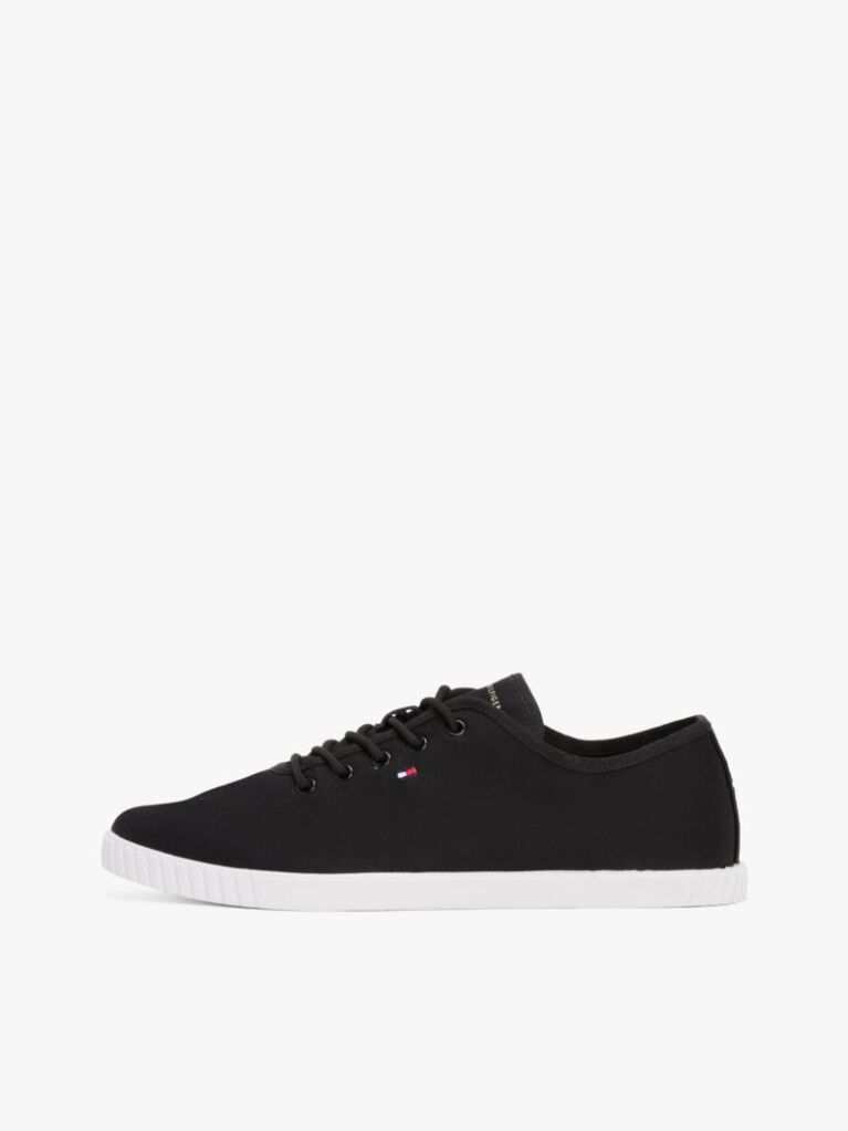 Negru Pantofi Sport Din Panza Cu Broderie Steag  Femei