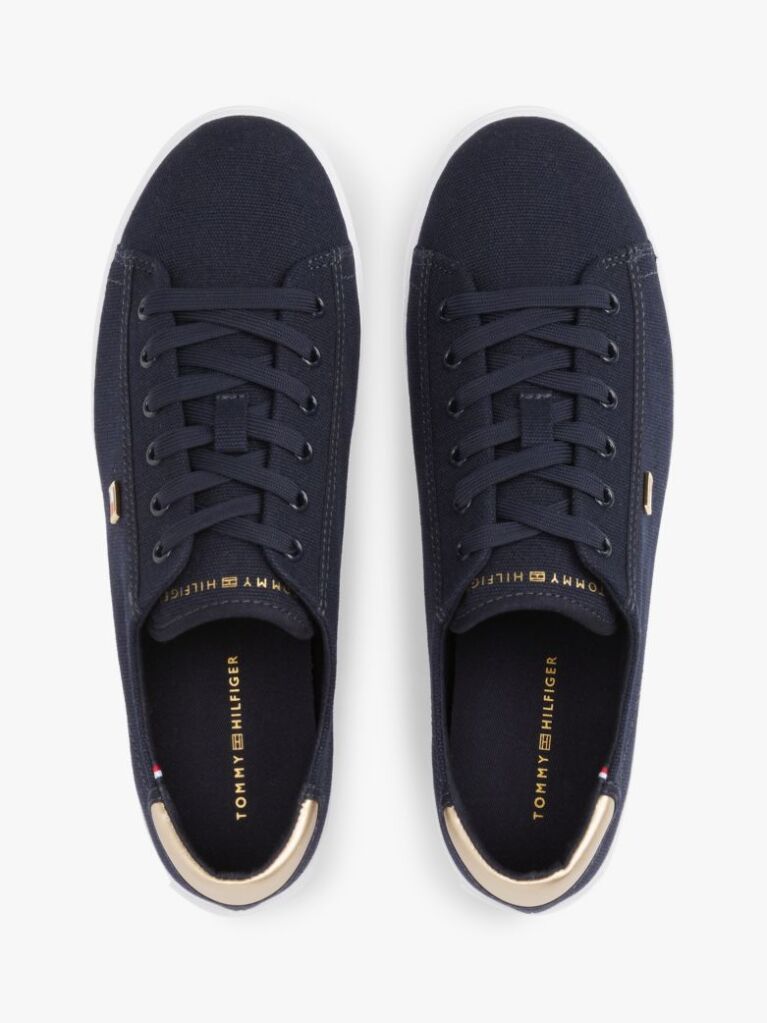 Blue Pantofi Sport Din Panza Cu Panou Metalic   Femei