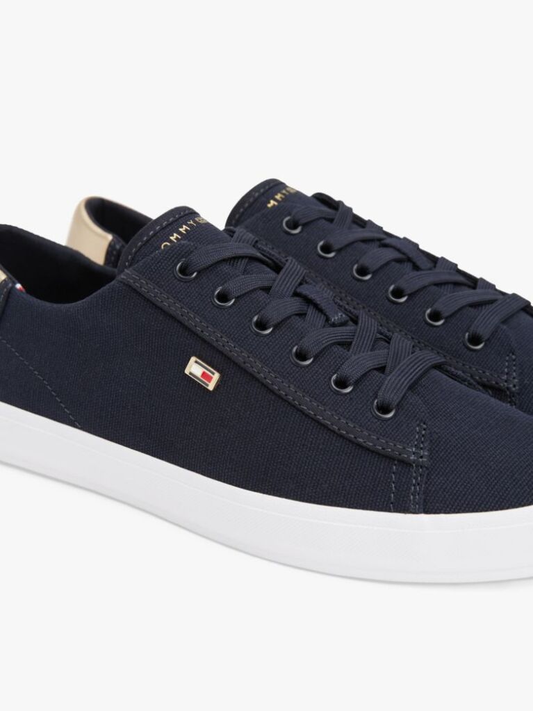 Blue Pantofi Sport Din Panza Cu Panou Metalic   Femei