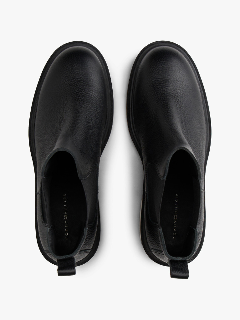Negru Cizme Chelsea Din Piele Cu Talpa Cleat  Femei