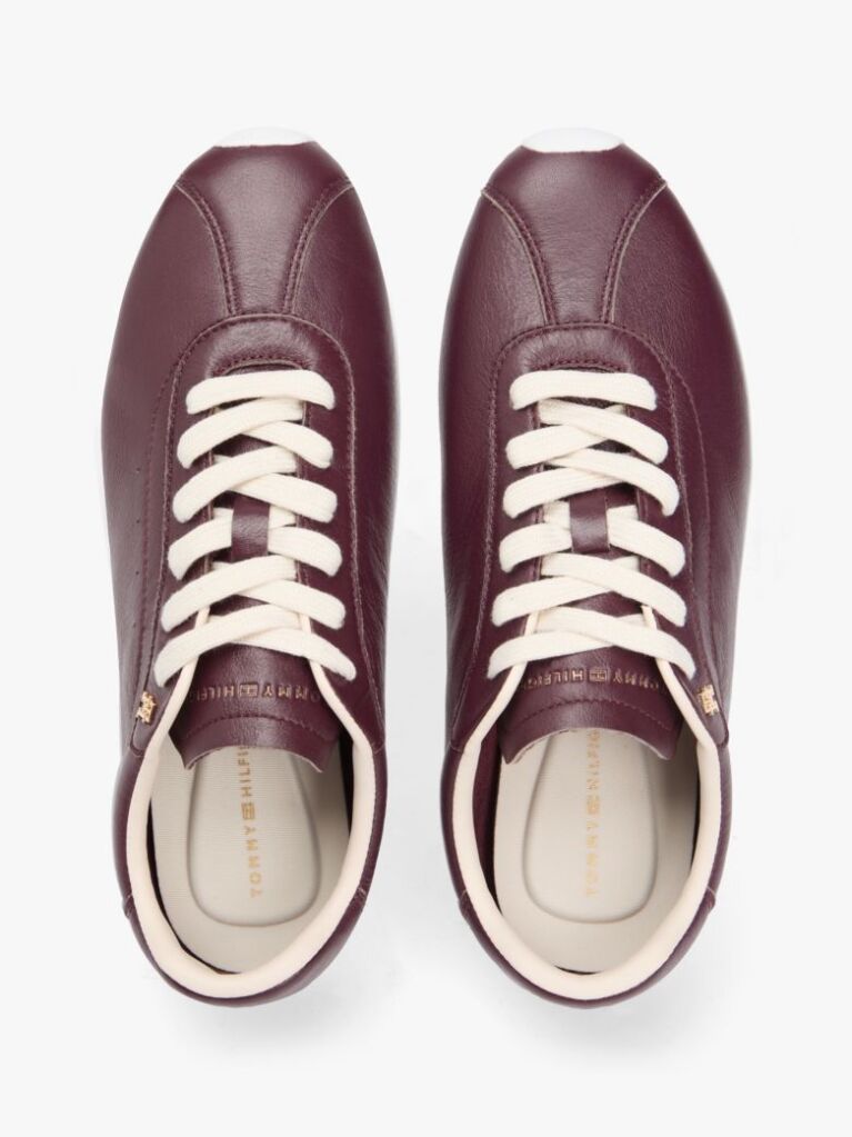 Rosu TH Monogram Sneakers Din Piele Cu Low Profil   Femei