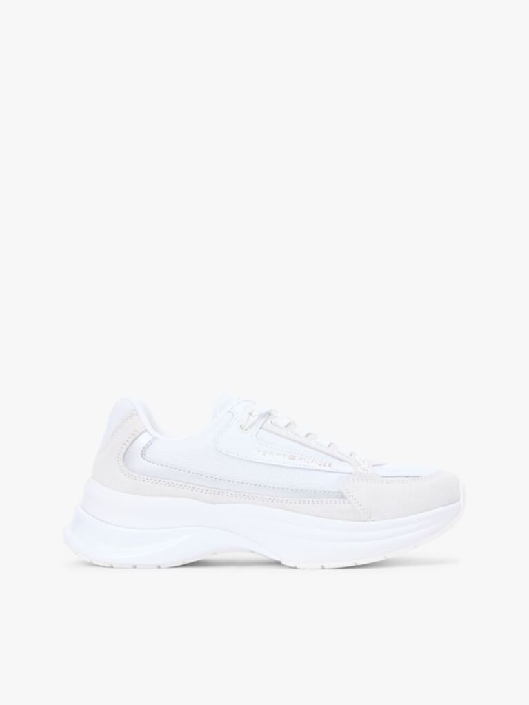 Alb Adidasi Chunky Din Piele Suede Cu Sireturi  Femei