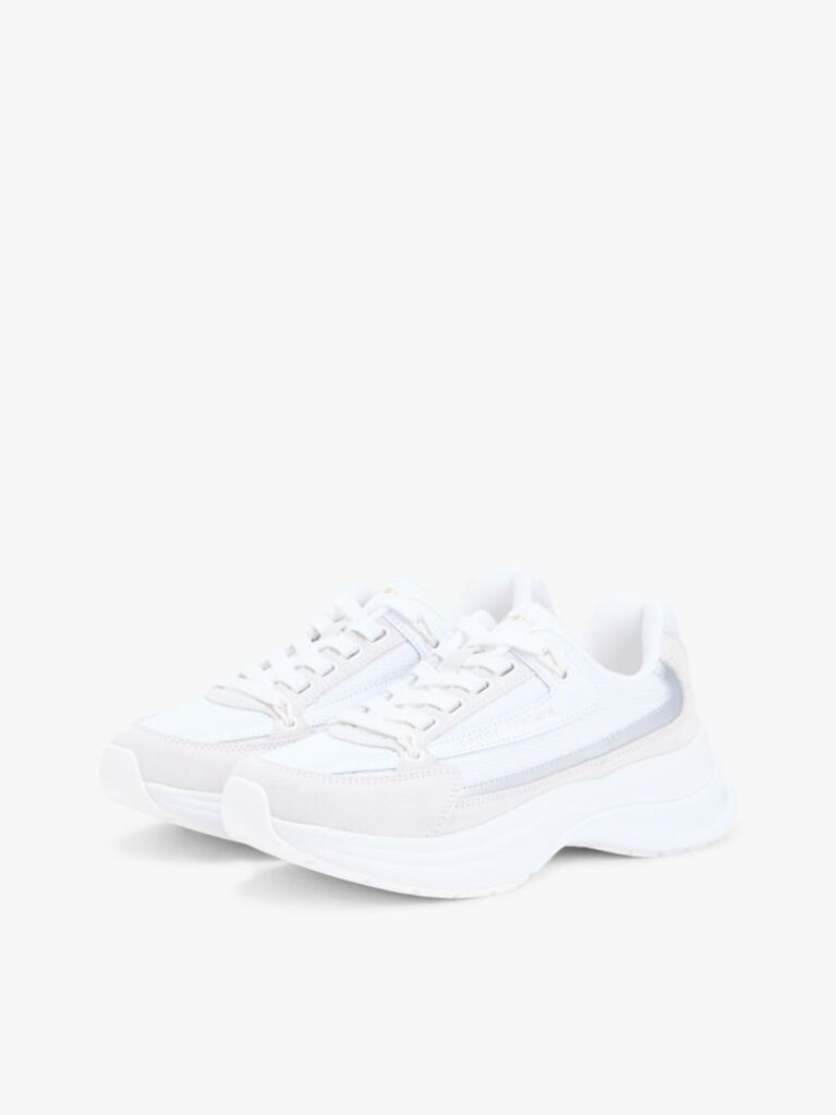 Alb Adidasi Chunky Din Piele Suede Cu Sireturi  Femei