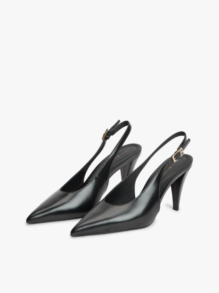 Negru Pantofi Cu Toc Inalt Din Piele Cu Monograma TH  Femei