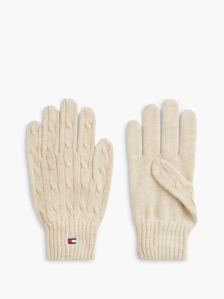 Brown Kids' Flag Embroidery Cable Knit Gloves  Kids Unisex