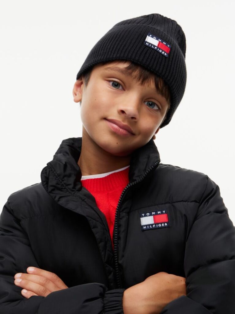Negru Caciula Tricotata Ribbed Cu Logo Heritage  Copii unisex