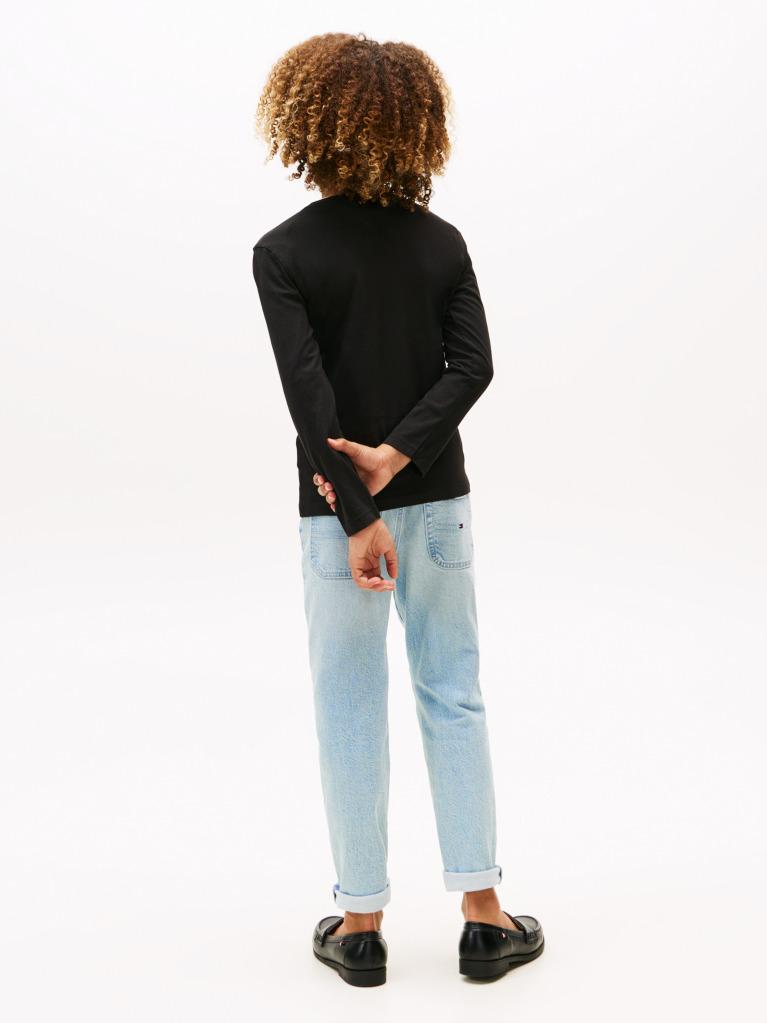 Negru Tricou Cu Maneca Lunga Din Bumbac Organic  Baieti