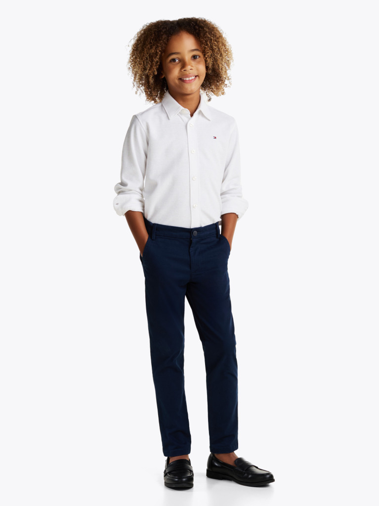 White Micro Waffle Knit Regular Fit Shirt  Boys