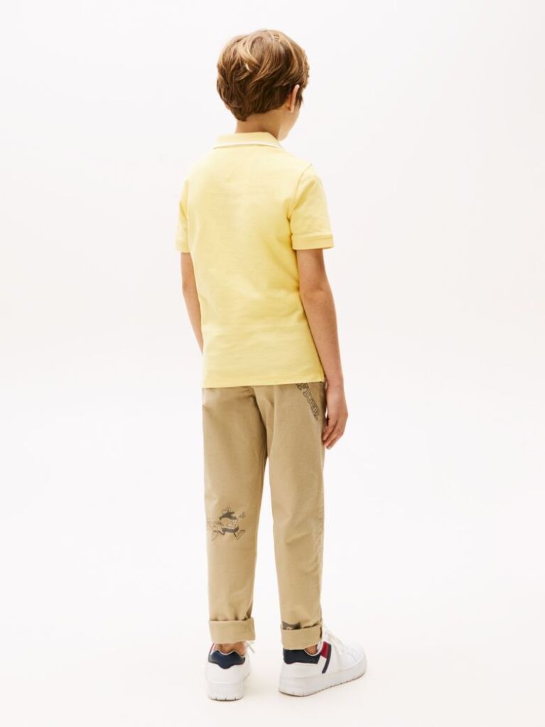 Galben Tricou Polo Cu Logo Brodat  Baieti