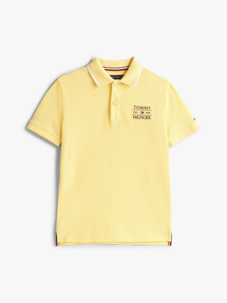 Galben Tricou Polo Cu Logo Brodat  Baieti